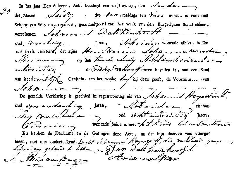 18210703 geb akte 30 Johanna dv J Dakkenhorst - J vd Sman